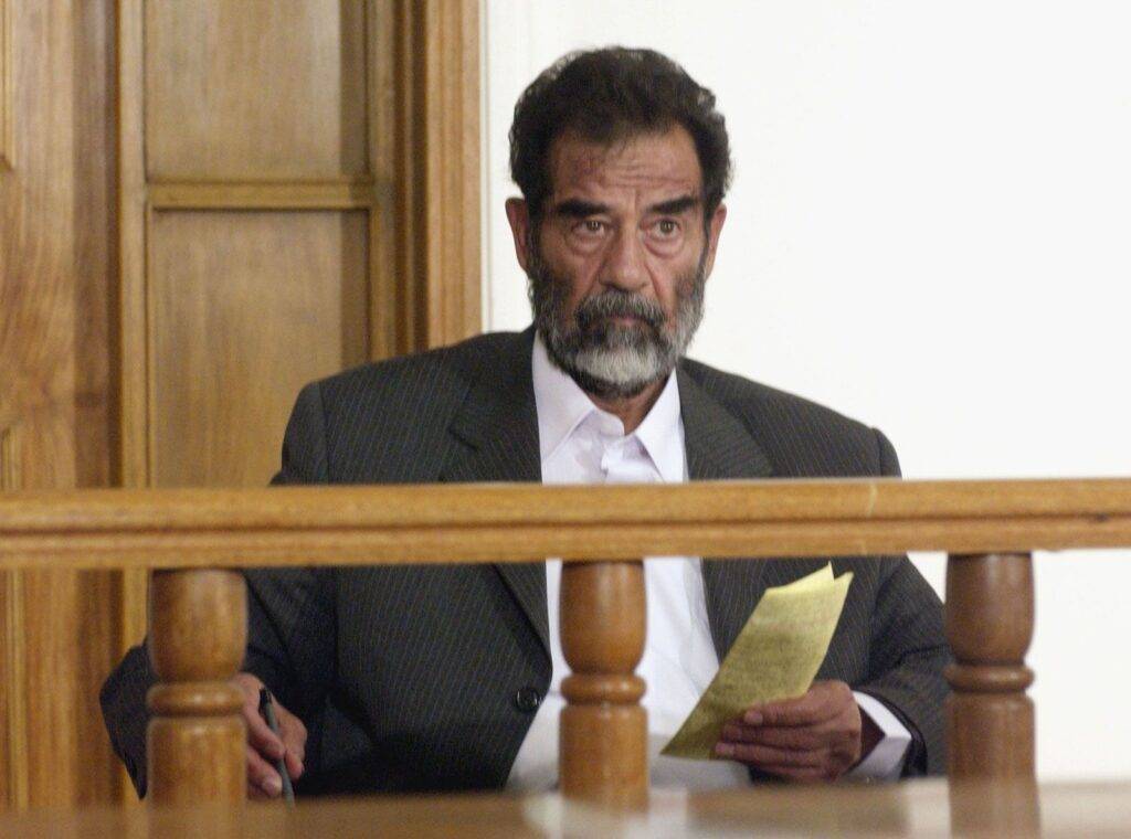 Saddam Hussein courtroom capture Iraq Baghdad