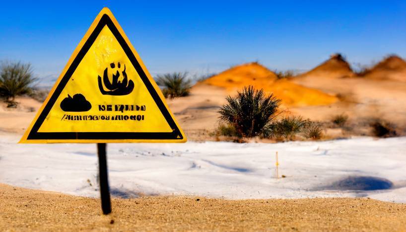 484e0724 42a5 4970 8af3 1a211586c4bc friosm safety warning sign of a global warming temperature plot desert scene photograph 8k ar 169
