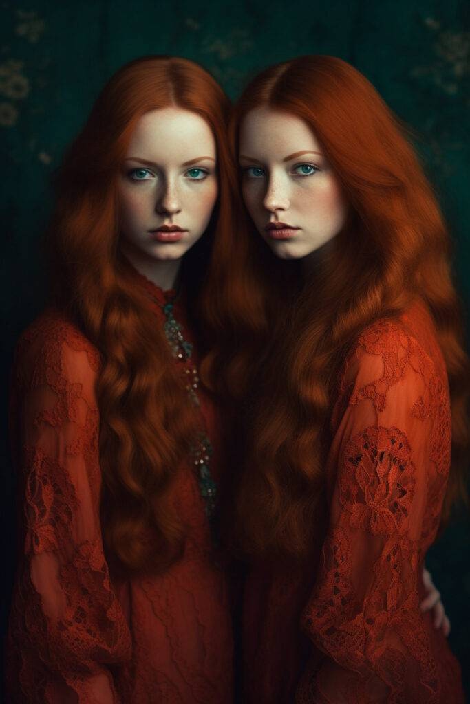 Hubi portrait of beautiful red haired young female twins long h 0733a084 4190 4151 b678 3d1302029abb