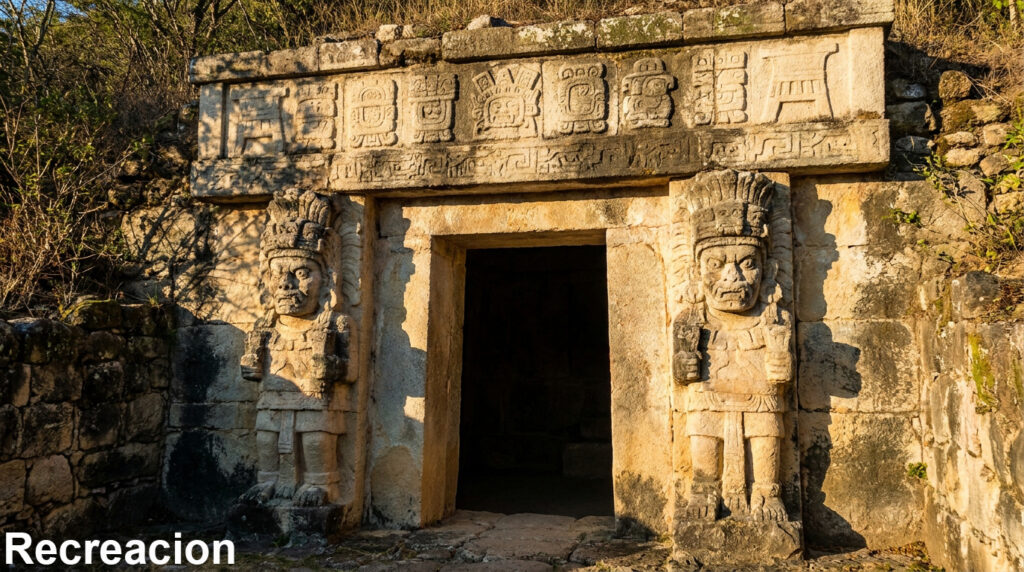 Fachada de tumba zapoteca del siglo VII descubierta por el INAH en Oaxaca con esculturas de guardianes de piedra y friso de glifos.
